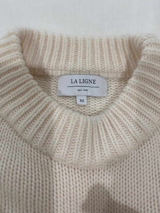 La Ligne Sweaters - La Ligne Solid Mini Marin Cropped Knit Sweater-Cream XS